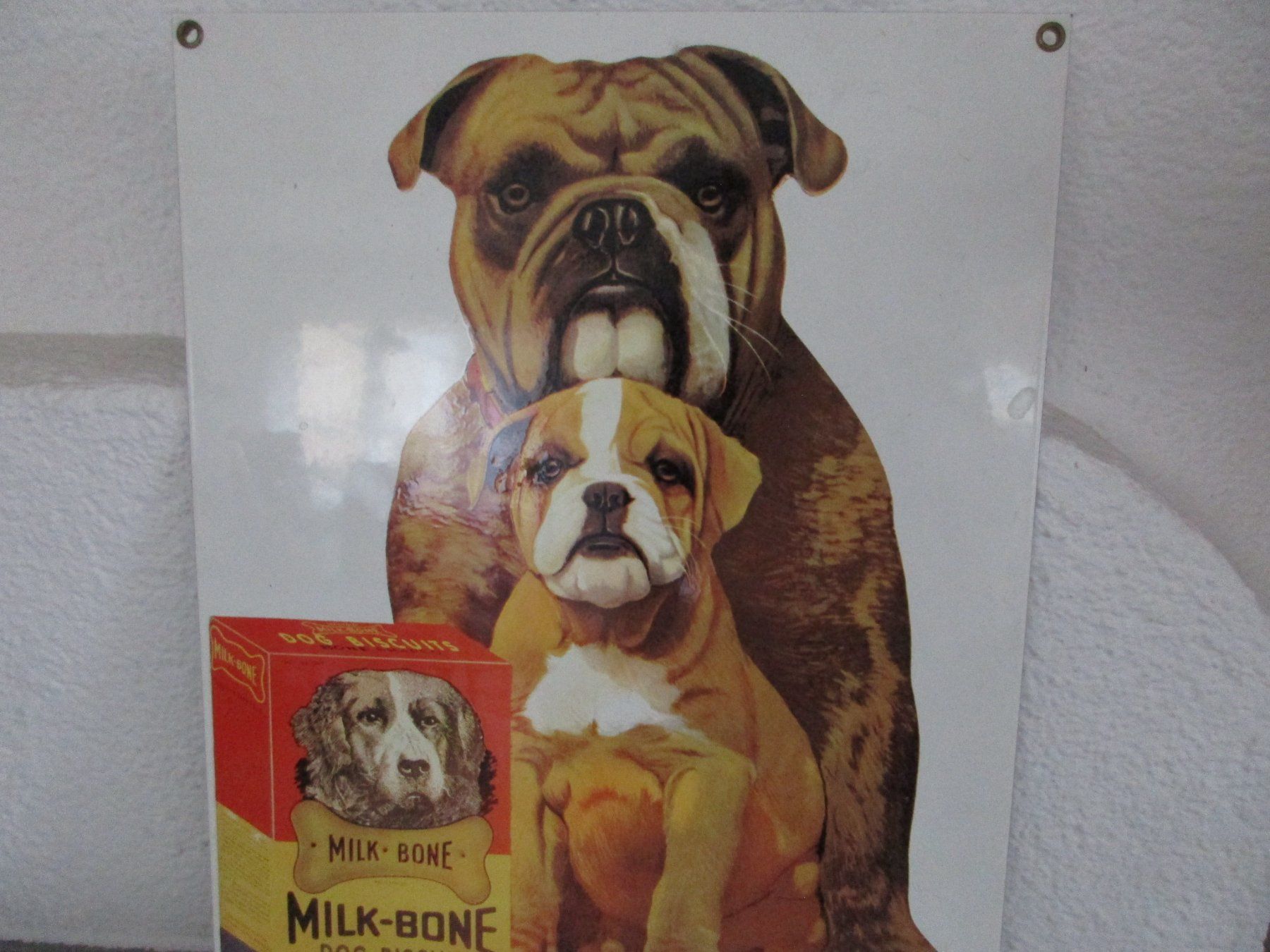 Schilder: Blechschild Milk-Bone Dog Biscuits 1950er – Gebraucht aus Mels von wisteg 1