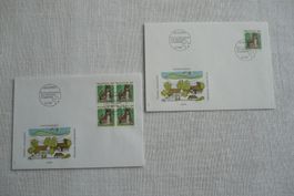 6.3.90 2 FDC Katze 4er-Block & Einzelmarke SBK 790
