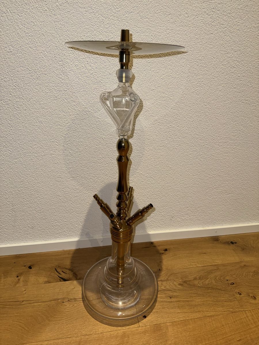 Narghilé: Shisha in Gold, mit Dschinni Molassefänger – Usato da Rüthi (Rheintal) venduto da cor_z9lt 1