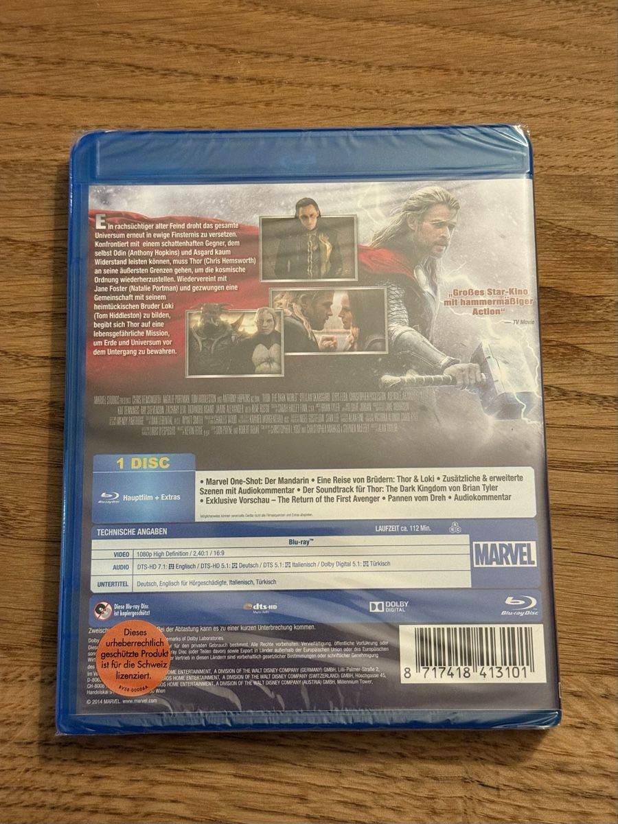 Tutti i DVDs: Thor: The Dark Kingdom Blu-ray - Neu & Originalverpackt – Nuovo e nell'imballaggio originale da Wädenswil venduto da dom_pz5d 1