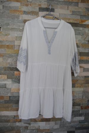 Sommer Tunika, weiss mit Stickerei, Gr. One Size Strandkleid