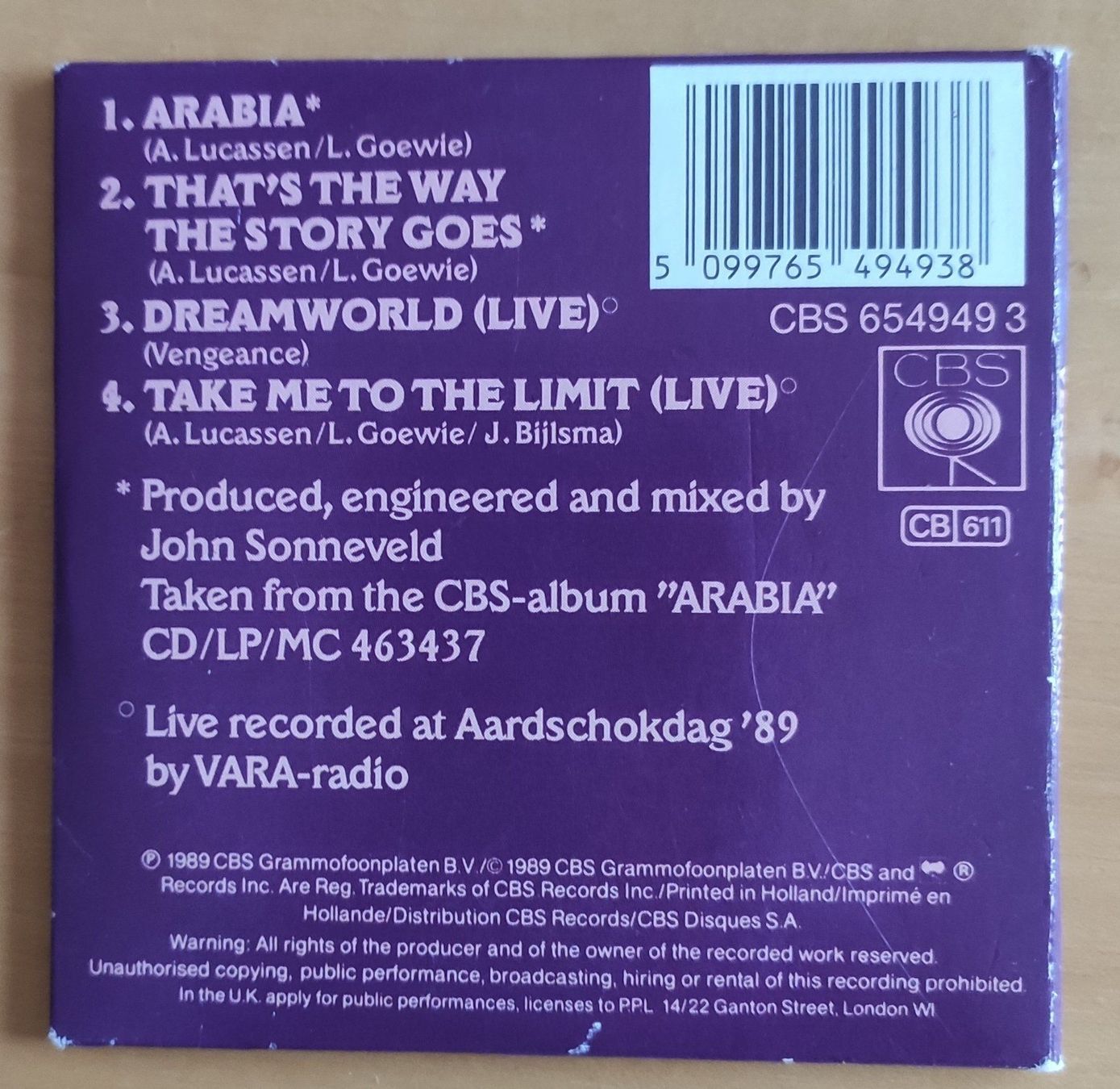 CD: Vengeance - Arabia - 3inch CD – Usato da Lenzburg venduto da Pa_hcs 1