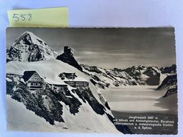 Postkarte Jungfraujoch 3457m Berghaus Observatorium, 1947
