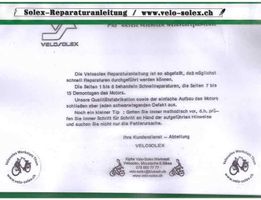 Solex Reparaturanleitung, Velosolex Betriebsanleitung