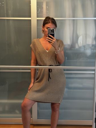 Zara Knit Dress Beige XS-S Fall Dress Autumn
