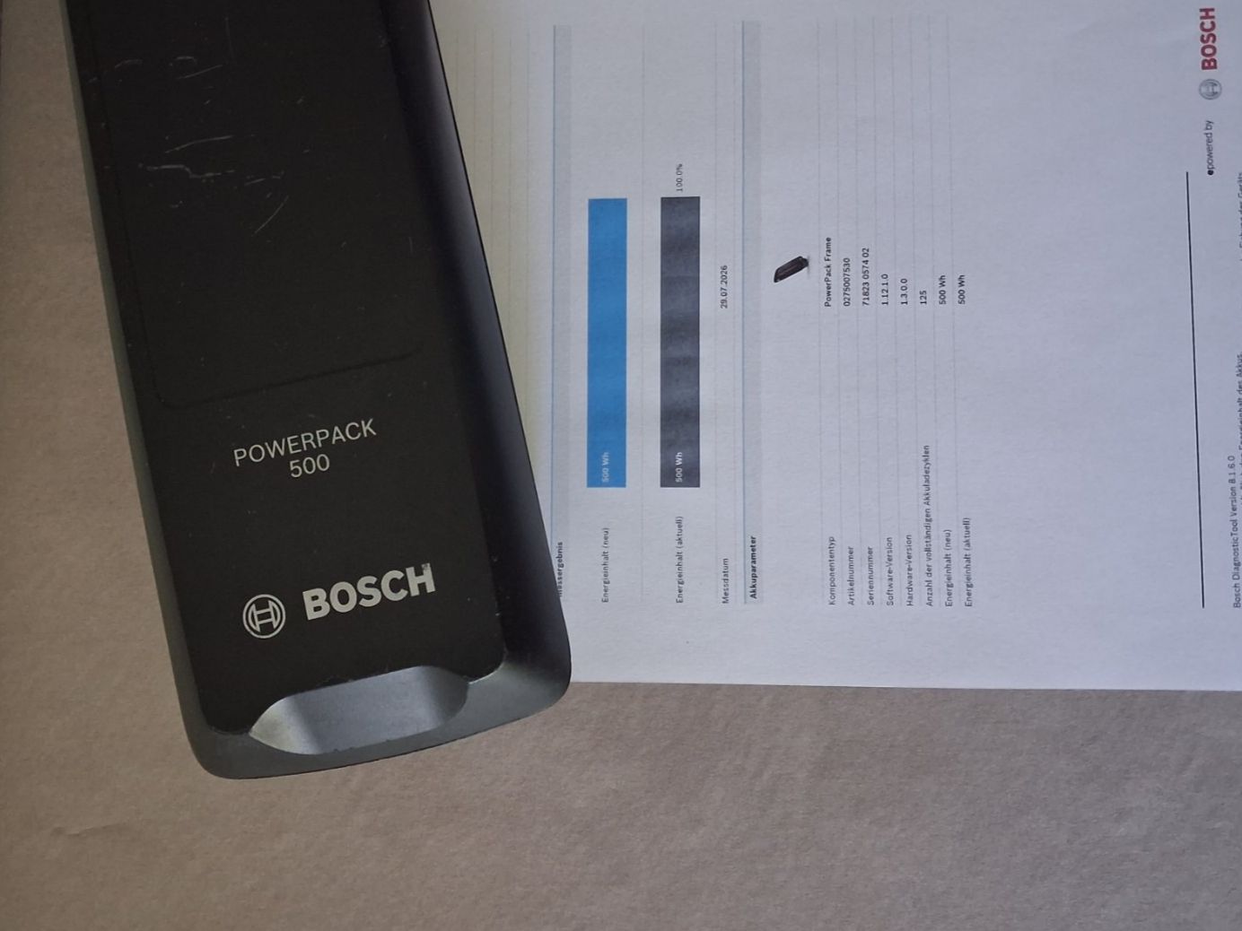 Bosch Akkus: Powerpack 500 Akku - 500Wh 100% mit Bosch Messbericht – Gebraucht aus Winterthur von .-thx-. 1