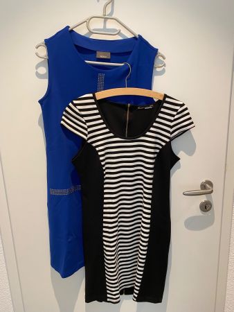 Kleider 2x Damen royalblau u. Schwarz/weiss 36 neuwertig