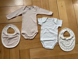 2 Baby-Bodies und Halstücher Gr. 67