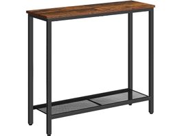 Schmaler Konsolentisch mit Gitterablage, 75cm Beistelltisch