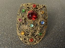 Vintage Blumennadel farbigen Steinen Made Tschechoslowakei