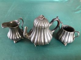 3-teil.Zinn-Teapot-Service Shaw & Fisher,19.Jh.viktorianisch