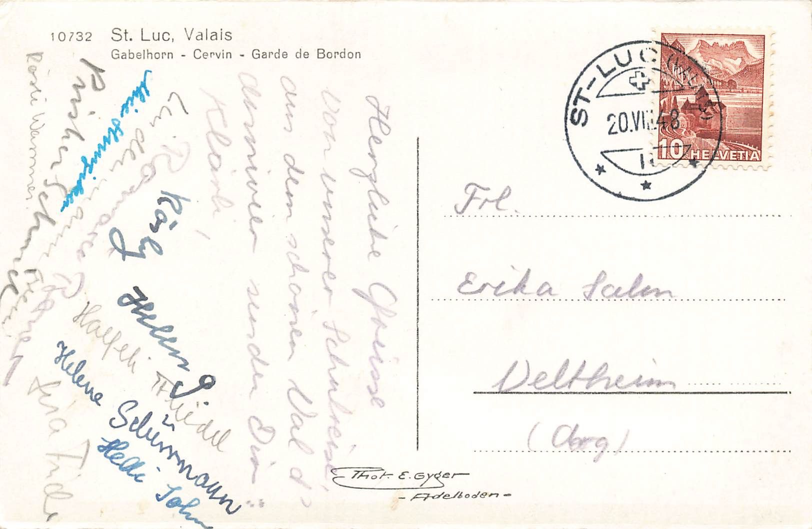 Cartes postales: St Luc VS Panorama Gabelhorn Matterhorn – D'occasion à Biasca par Blenio71 1