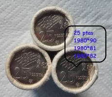 SPANIEN - LOT ALLER 25 PESETAS MUENZEN ZUR FUSSBALL - WM 82