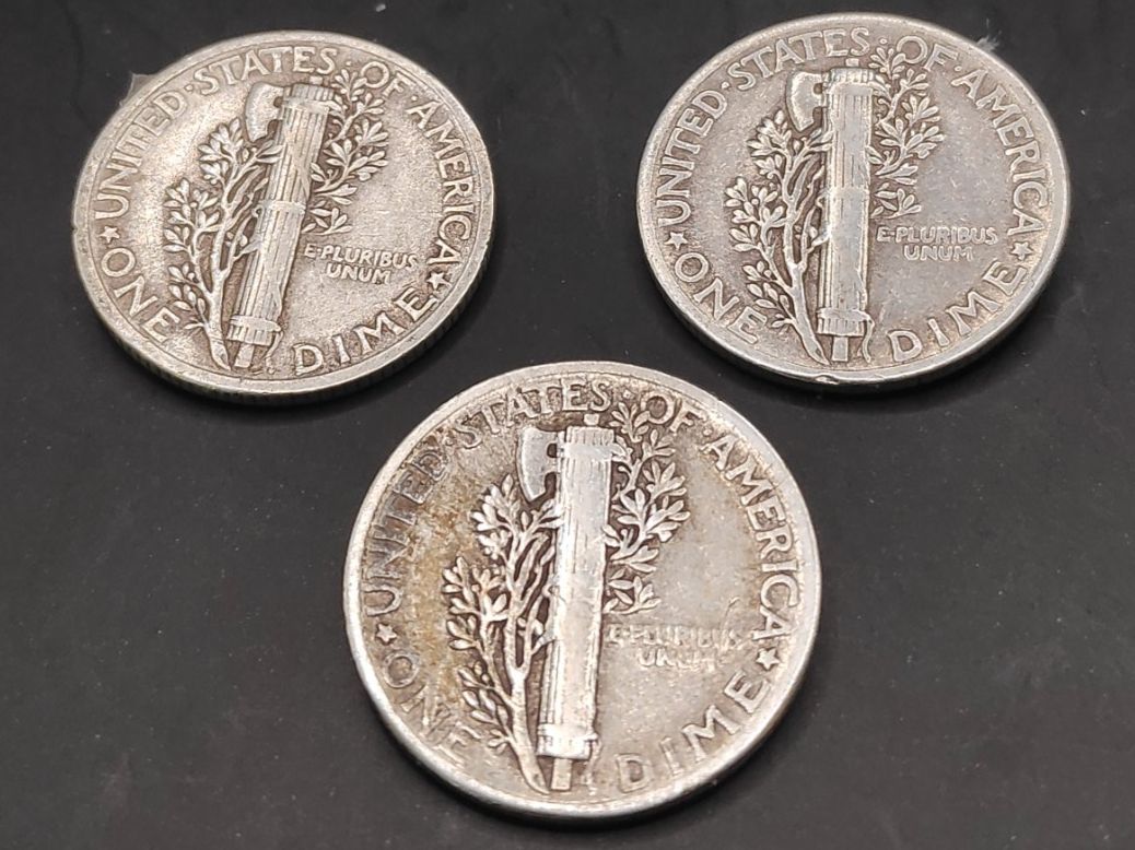 Alle Münzen: 3x Silber Dimes "Mercury" – Gebraucht aus Sirnach von Trekk64 1