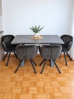 Esszimmer-Set  ausziehbarer Tisch + 4 Samtstühle