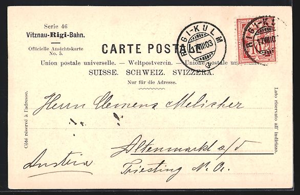 Ansichtskarten: AK Rigi, Schnurtobelbrücke mit Bergbahn – Gebraucht aus Berlin von bartko-reher 1