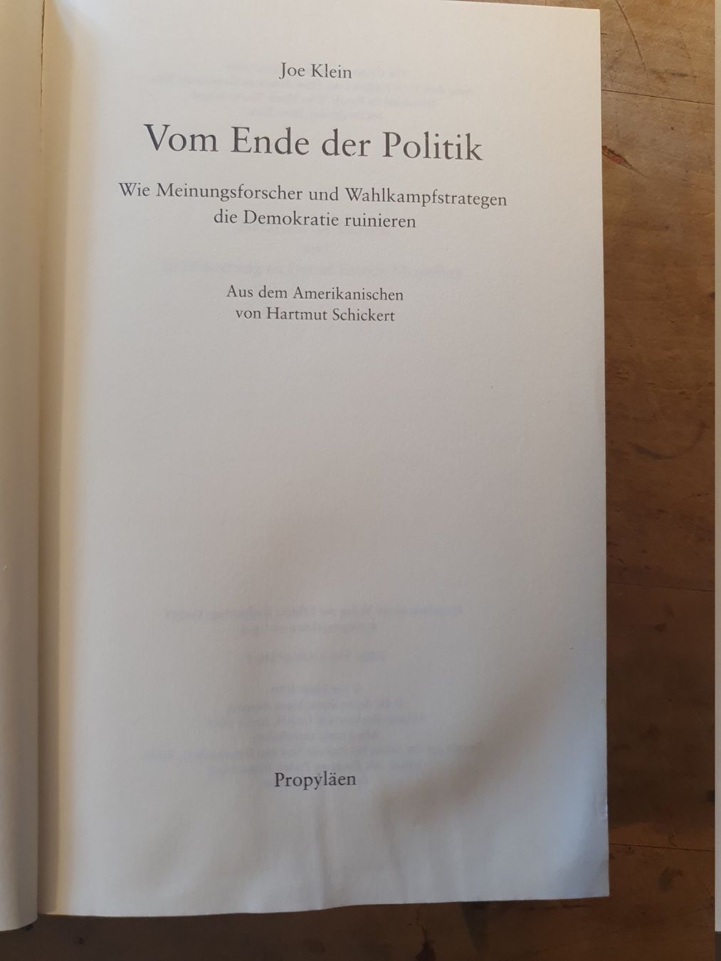 Libri: Vom Ende der Politik Joe Klein – Usato da Zürich venduto da loosebone 1