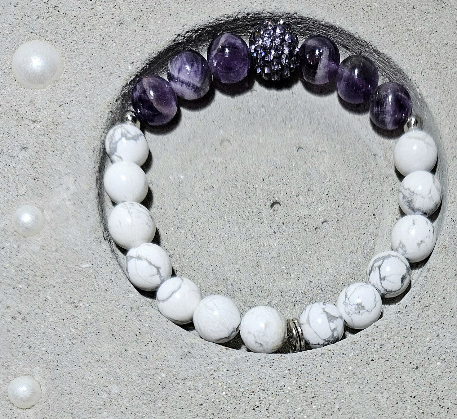 Bracciali & Braccialetti: Howlith-Lila Perlen Armk. - Spendenaktion – Nuovo (secondo la descrizione) da Unterkulm venduto da Nachtigall 1