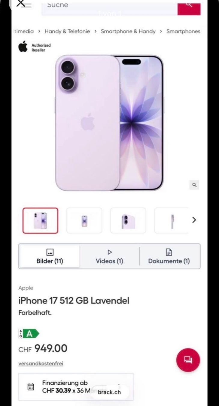 Apple Telefoni cellulari / Smartphones: Iphone 17 / 512GB – Nuovo e nell'imballaggio originale da Neuenhof venduto da gcd_y8bs