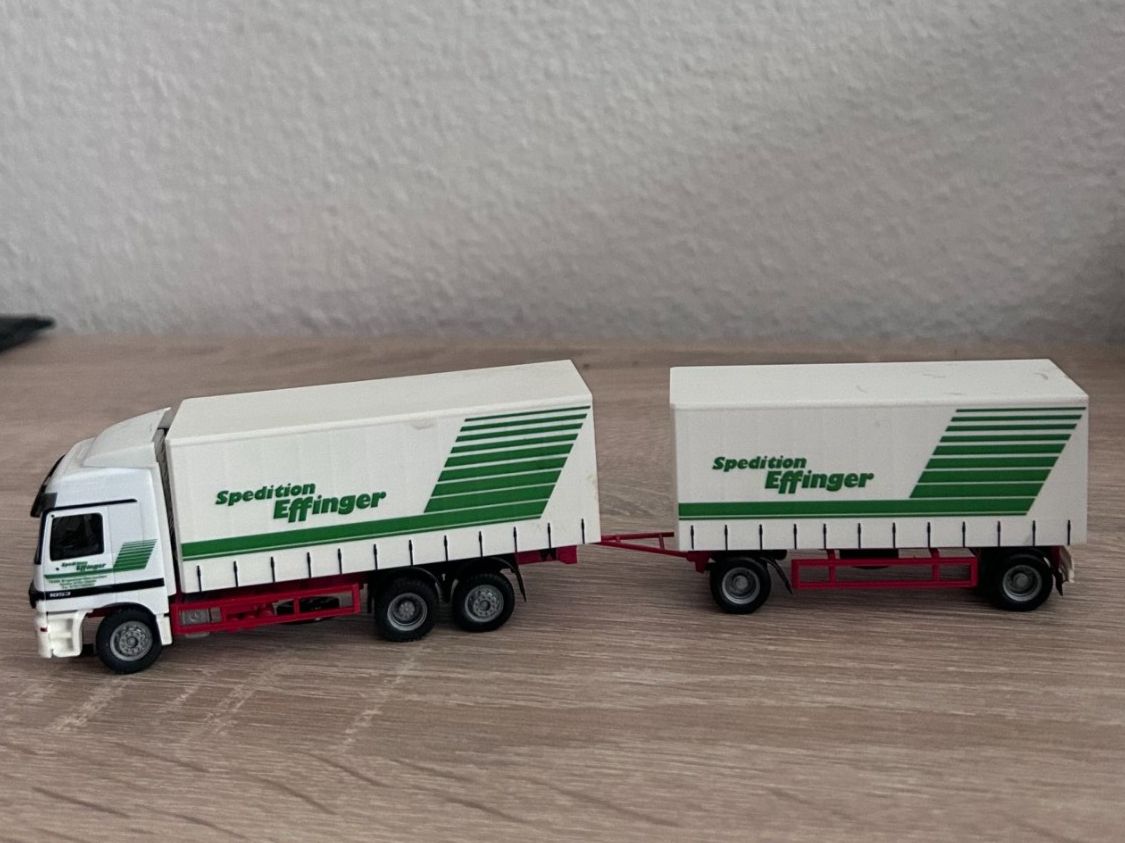 Mercedes-Benz Modellini d'auto: Faller Car System H0 MB LKW Spedition Effinger mit Anhänger – Usato da Goldach venduto da Manyro55