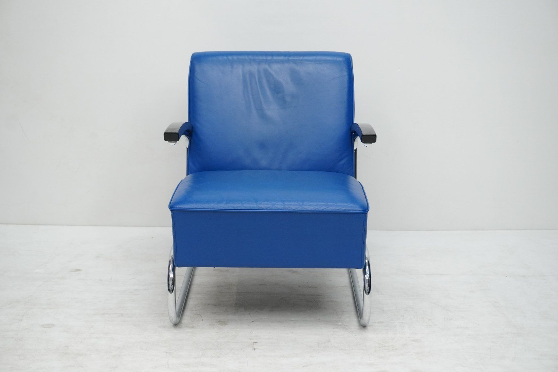 Thonet Sessel: Thonet S411 Freischwinger Sessel Leder blau – Gebraucht aus Bad Zurzach von QLASSIQ 1