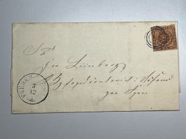 Dänemark 1861, 4 Skilling, Raute-/Rundstempel, Briefumschlag