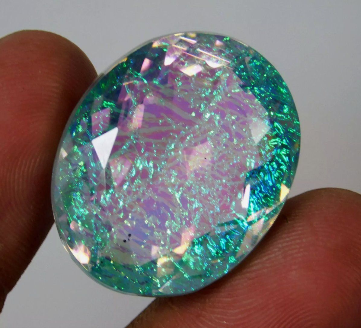 Edelsteine: Certified 58.05 Ct Lab. monarch fire opal doublet oval – Neu und originalverpackt aus Genève von AWWA 5