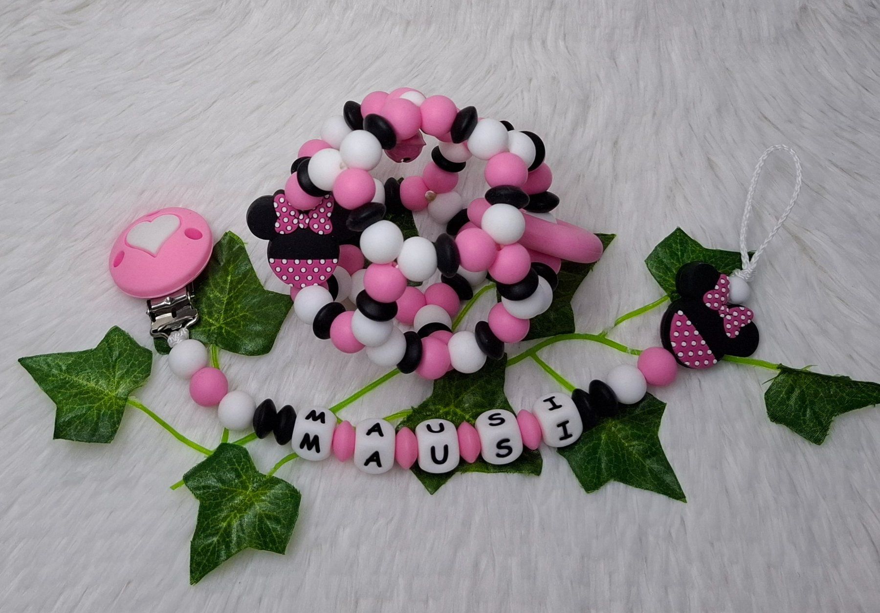 Succhiotti & catenelle porta ciuccio: Set Nuggiketteli + Motorikball Mausi oder Füchsli – Nuovo e nell'imballaggio originale da Oberurnen venduto da rotty80 1