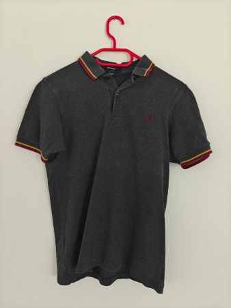 Fred Perry Slim Fit Polo Shirt – Grey with Red & Gold