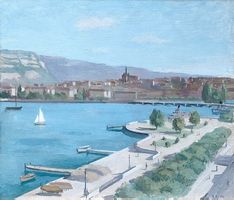 Rade de Genève en 1946 - Oeuvre signée