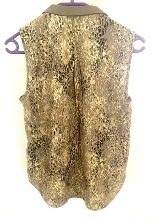 NÜ Denmark Bluse ärmellos Khaki/Animal-Print Gr. S  Top!