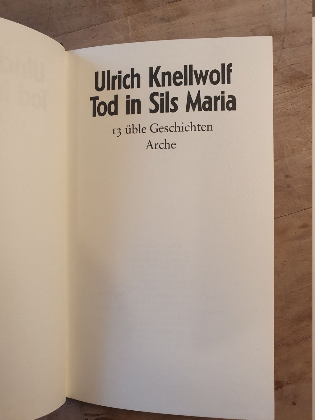 Libri: Tod in Sils Maria Ulrich Knellwolf Arche – Usato da Zürich venduto da loosebone 2