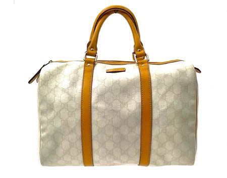 Gucci Speedy 30 Logo Natur Lederbesätze Goldgelb Sehr selten