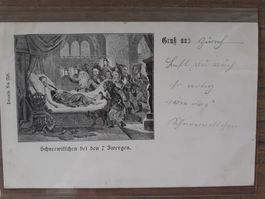 Ansichtskarte Märchen Schneewittchen bei den 7 Zwergen 1899