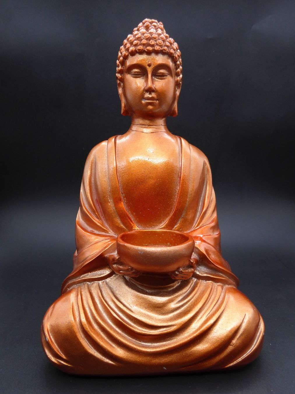 Portacandele: Bronzefarbige Buddha Statue als Teelichthalter ca. 21 cm – Usato da Volketswil venduto da brockipfannenstil 1