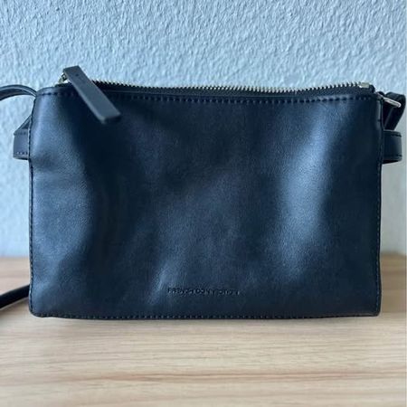 French Connection faux black leather crossbody bag