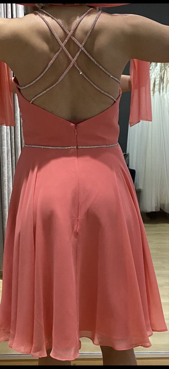 Vestiti: Sommerliches, korallfarbenes Kleid mit Schal – Nuovo (secondo la descrizione) da Zermatt venduto da michuti78 4