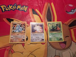 3 Pokemon Karten Giovanni Erika gebraucht guter Zustand
