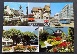 Aarau, verschiedene Ansichten Ort/ Linienbusse ca 1970