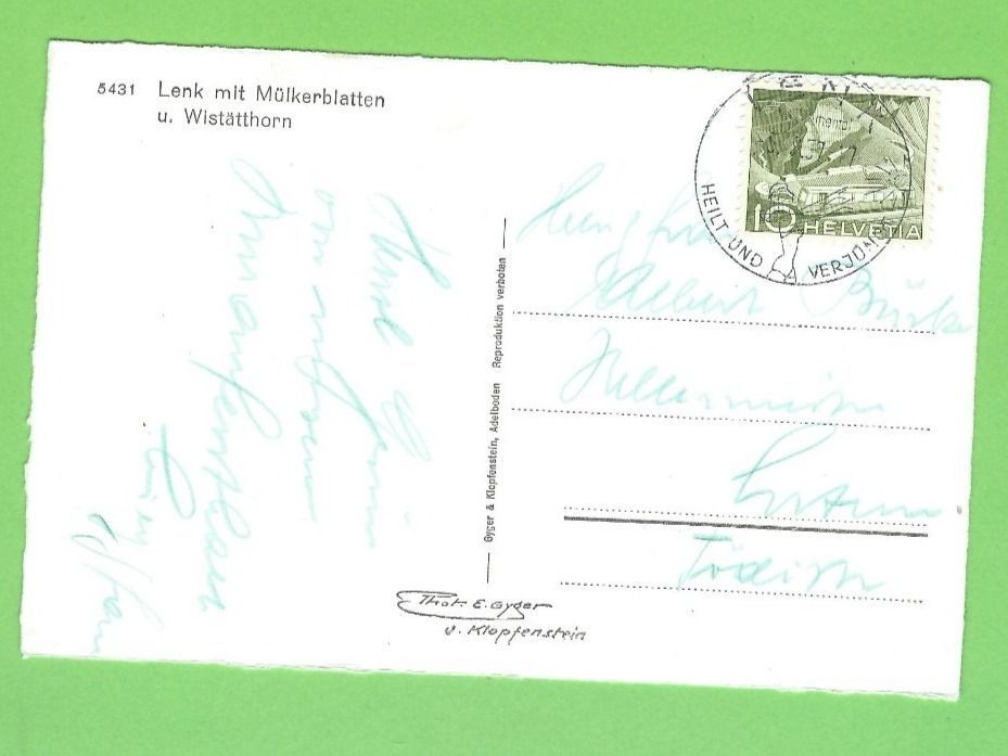 Cartoline postali: Lenk mit Mülkerblatten u. Wistätthorn – Usato da Zürich venduto da t24_de 1
