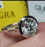 Bague argent avec diamant de moissanite de 1 ct certifié GRA