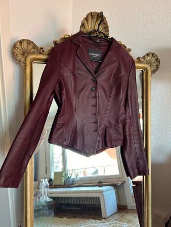 Leonardo burgundy leather jacket (36/S-M)