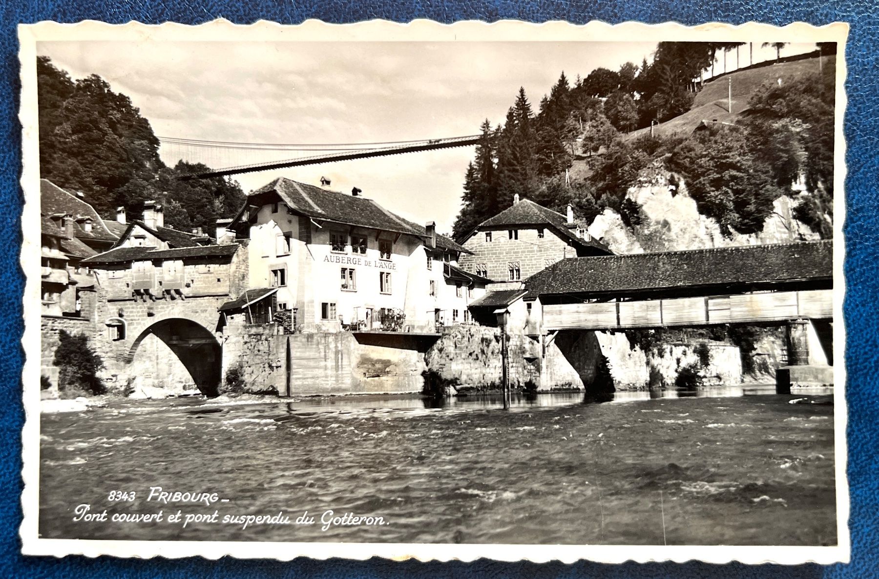 Cartoline postali: Fribourg-pont du Gotteron. 1947 – Usato da Renan BE venduto da johncactus