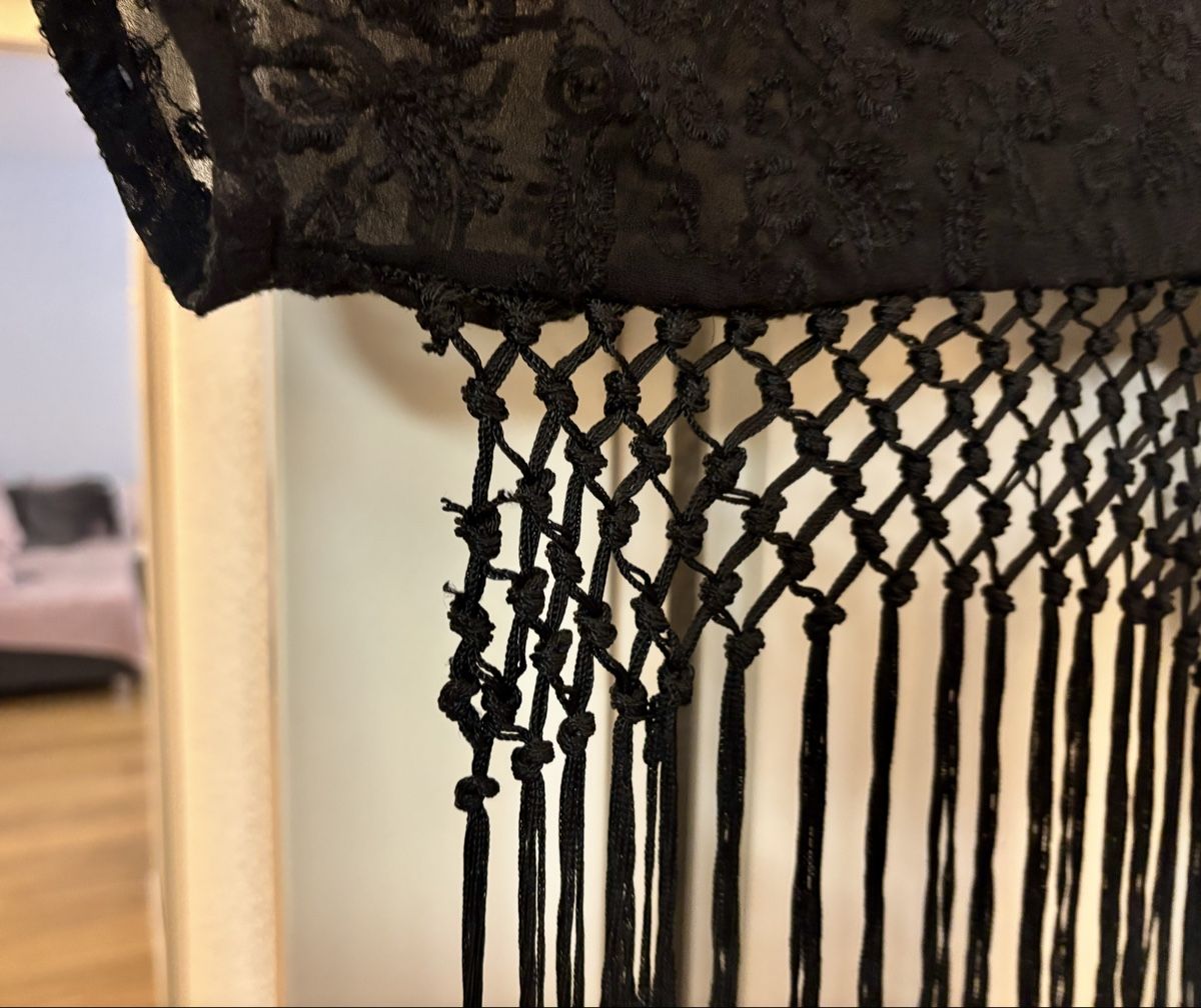 Arte internazionale: Caftan Mango schwarz Spitze Fransen – Nuovo (secondo la descrizione) da Baden venduto da Tiffany6878 7