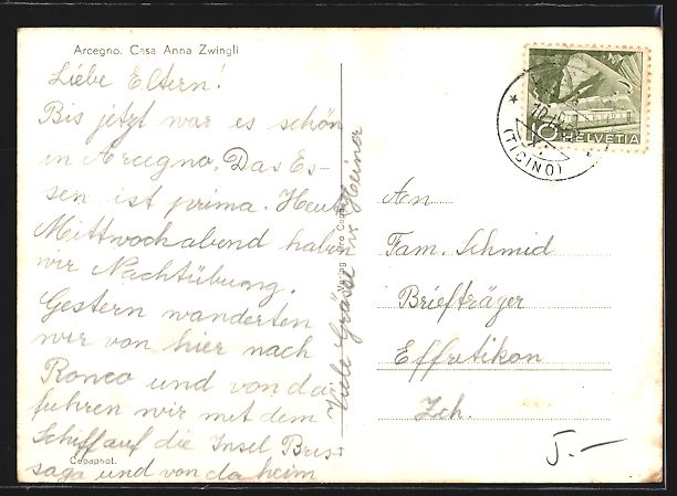 Cartoline postali: AK Arcegno, Casa Anna Zwingli – Usato da Berlin venduto da bartko-reher 1
