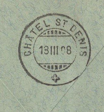 Tutti i francobolli: ORON  18.III.08     ALFRED  CAVIN   BANQUIER – Usato da Aarau venduto da kufi44 4