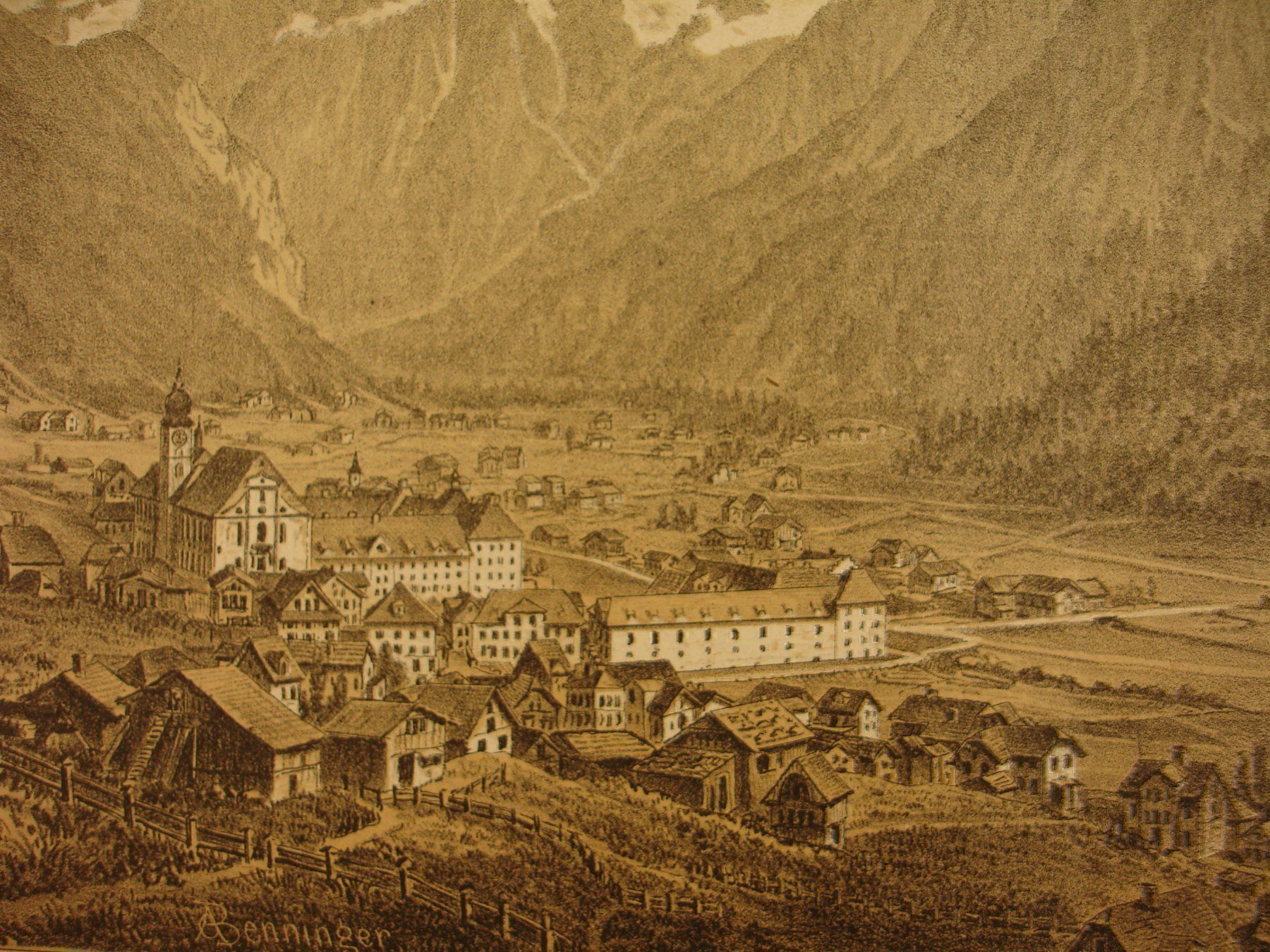 Grafica & Litografie: ENGELBERG, LITHOGRAPHIE 1881 – Usato da Grüningen venduto da Kartensammler 2