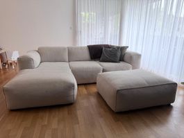 Ecksofa HUDSON 3-Sitzer mit Longchair und Hocker
