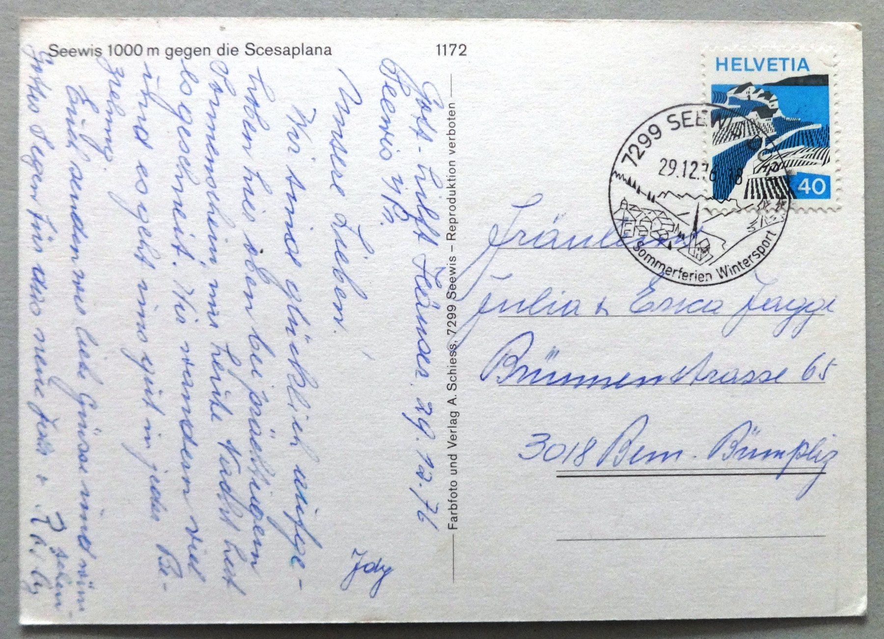 Cartoline postali: Seewis, 1000 m, gegen die Scesaplana – Usato da Fétigny venduto da Billy2miny 1