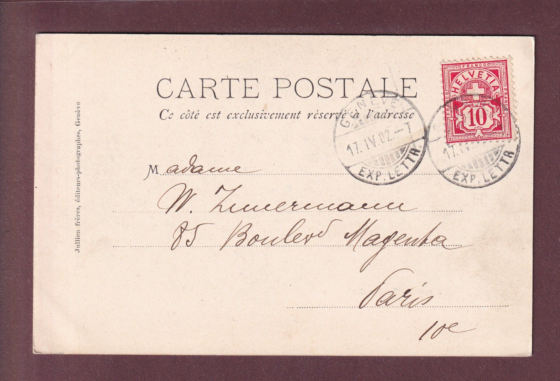 Ansichtskarten: BARQUE DU LEMAN - Dents du Midi - 1902 – Gebraucht aus Pully von nicecards 1